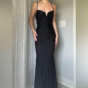 Black Bedazzled Prom Dress
